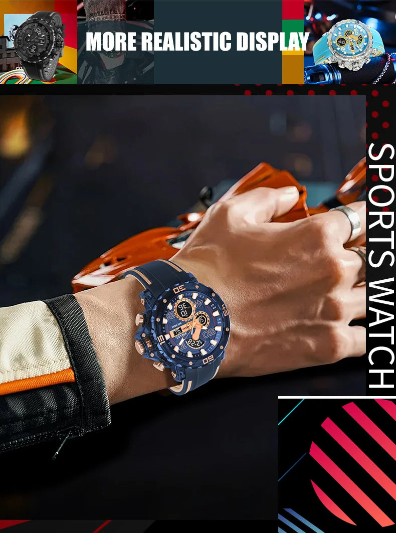 Montre homme militaire SMAEL — Numérique, étanche 50 m, chrono & anti-choc