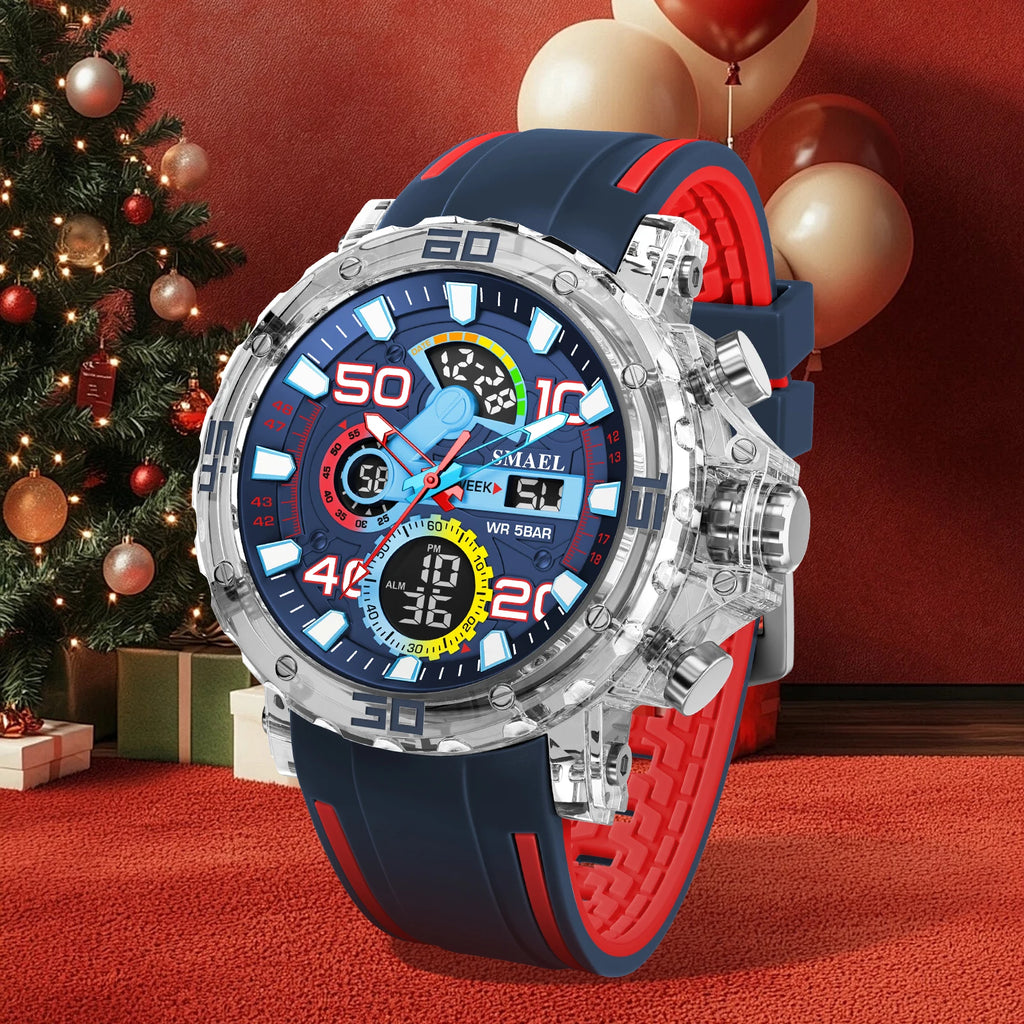 Montre homme militaire SMAEL — Numérique, étanche 50 m, chrono & anti-choc
