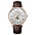 Montre homme sport de luxe — Bracelet cuir, étanche & cadran lumineux