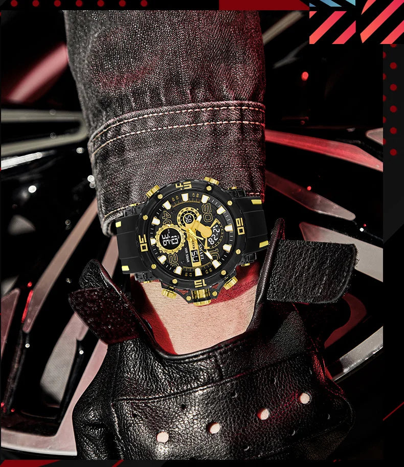 Montre homme militaire SMAEL — Numérique, étanche 50 m, chrono & anti-choc