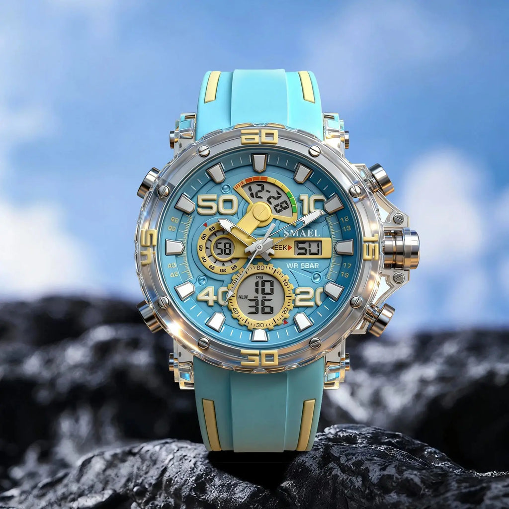 Montre homme militaire SMAEL — Numérique, étanche 50 m, chrono & anti-choc