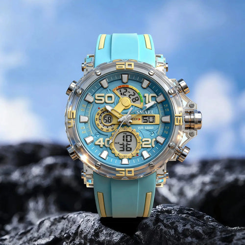 Montre homme militaire SMAEL — Numérique, étanche 50 m, chrono & anti-choc