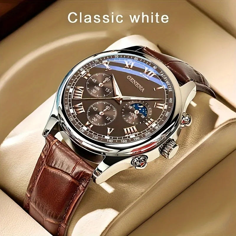 Montre homme quartz luxe cuir