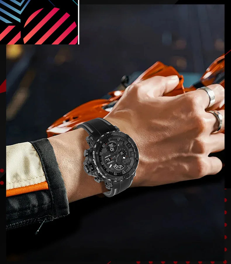 Montre homme militaire SMAEL — Numérique, étanche 50 m, chrono & anti-choc