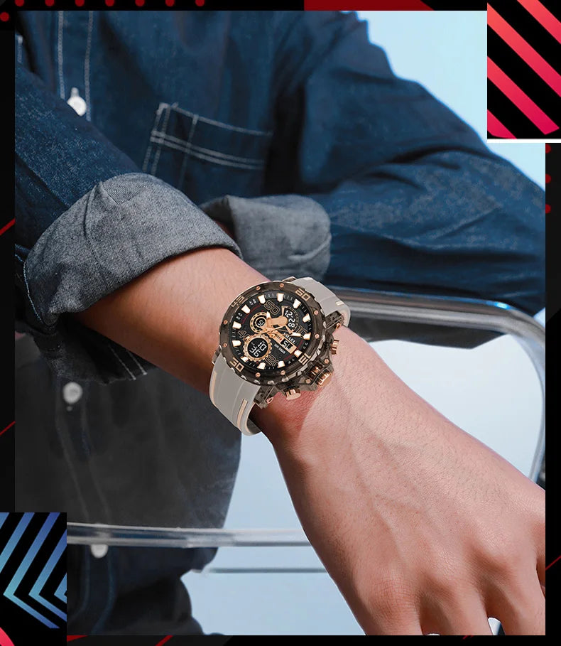 Montre homme militaire SMAEL — Numérique, étanche 50 m, chrono & anti-choc